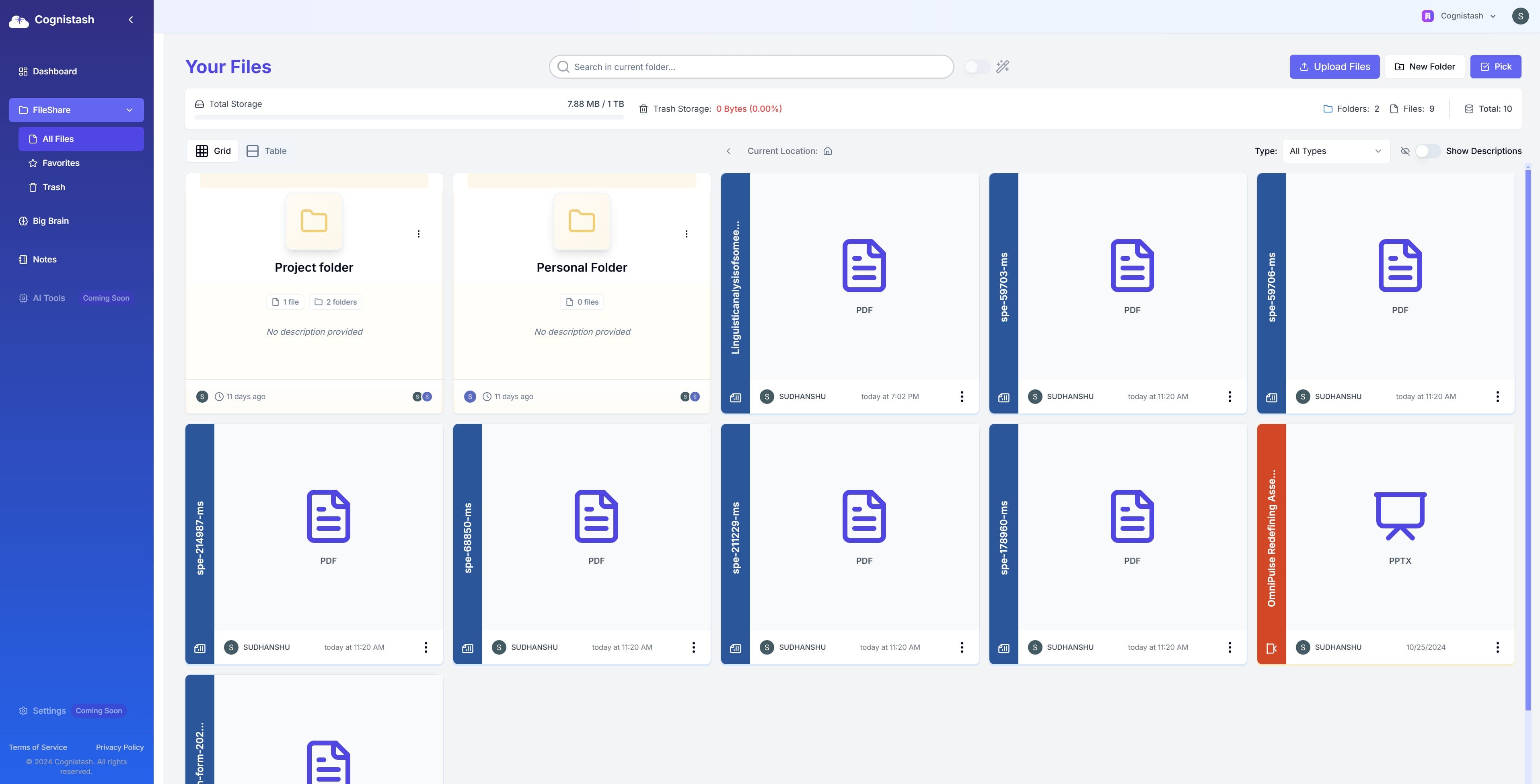 Cognistash dashboard 1